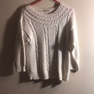 cute white 3/4 sleeve sweater